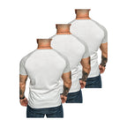 3 pack vita raglan t-shirts från Amaci & Sons bakifrån