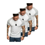 3 pack vita raglan t-shirts från Amaci & Sons framifrån