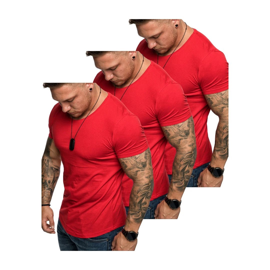 3-pack t-shirts röda Amaci & Sons framifrån