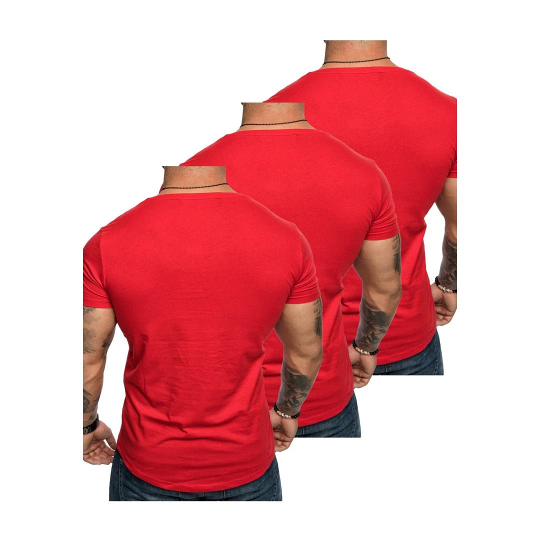 3-pack t-shirts röda Amaci & Sons bakifrån