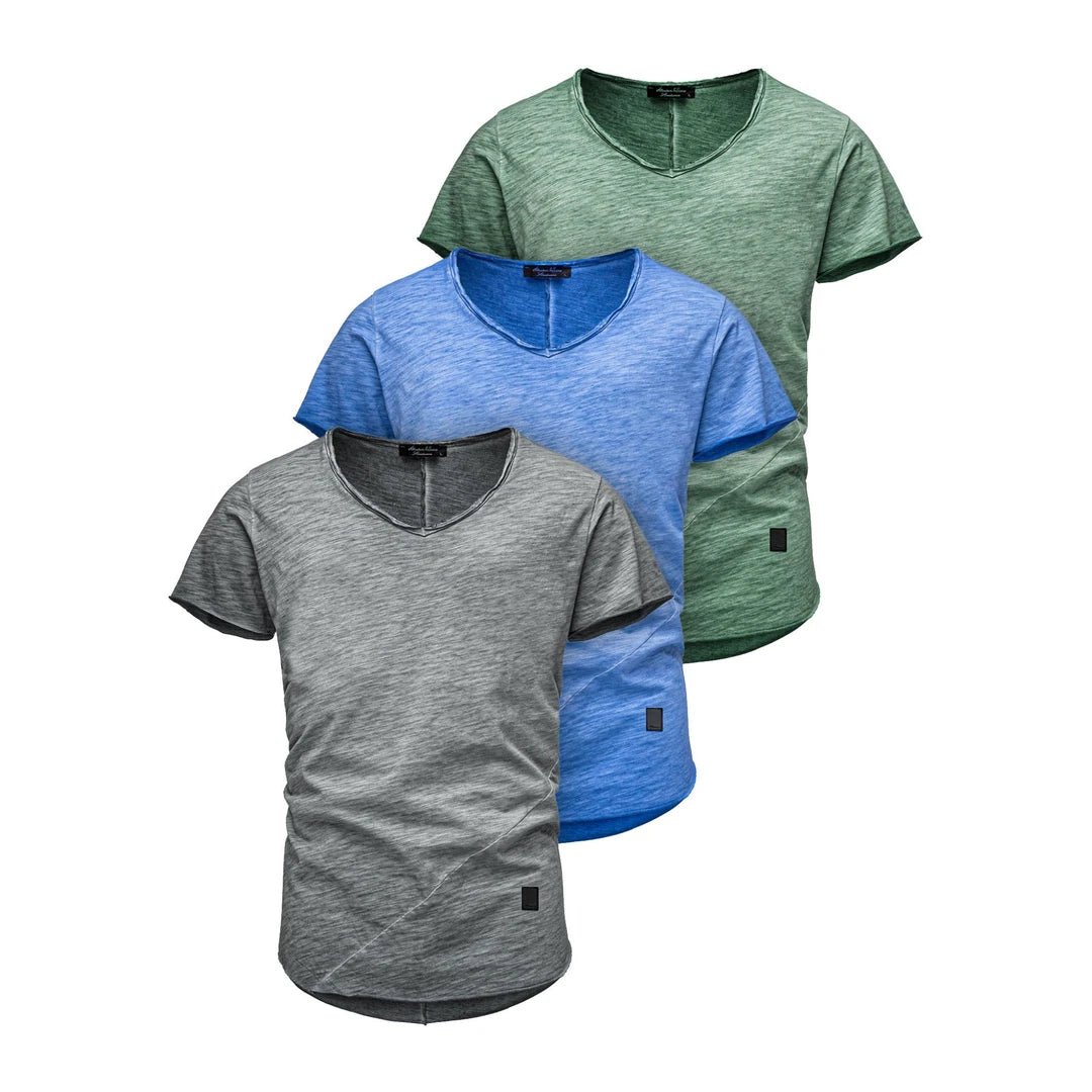 3-Pack T-Shirts Herr Mixade Färger – Amaci & Sons | Grå, Blå & Grön - JHN Sport