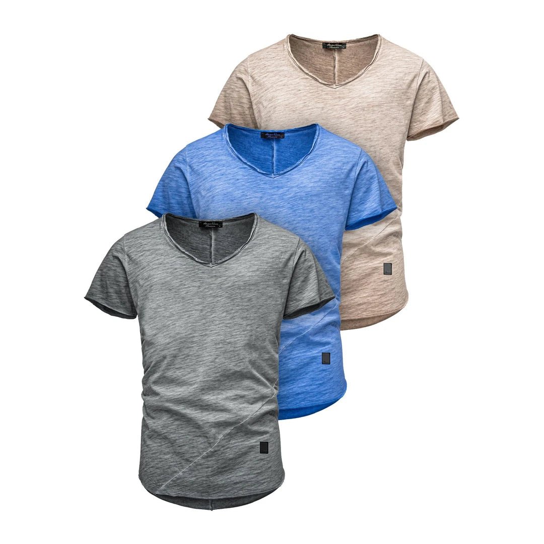 3-Pack T-Shirts Herr Mixade Färger – Grå, Blå & Beige | Amaci & Sons - JHN Sport