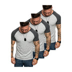 3-pack t-shirts ljusgråa raglan amaci & sons framifrån