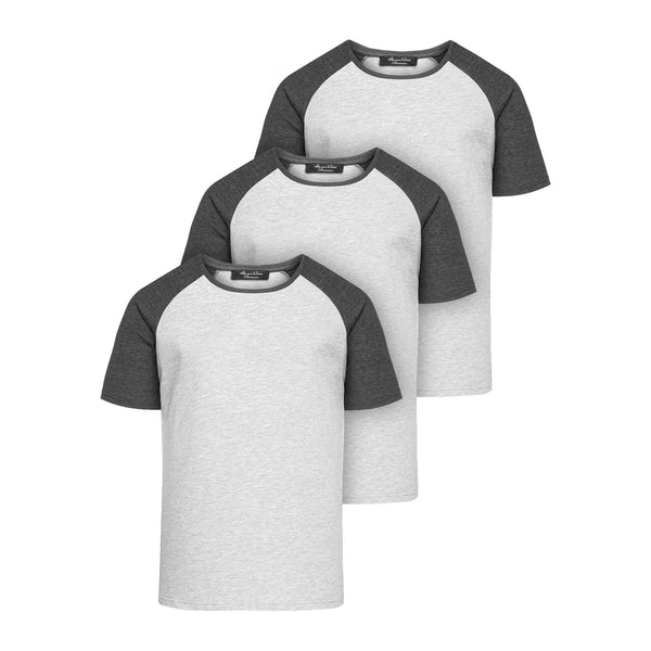 3-pack t-shirts ljusgråa raglan amaci & sons