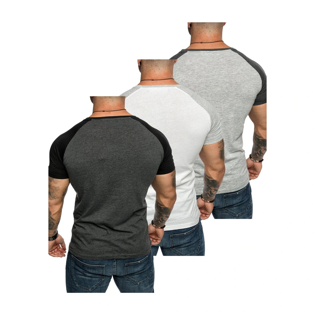 3-pack billiga T-shirts mixade färger bakifrån