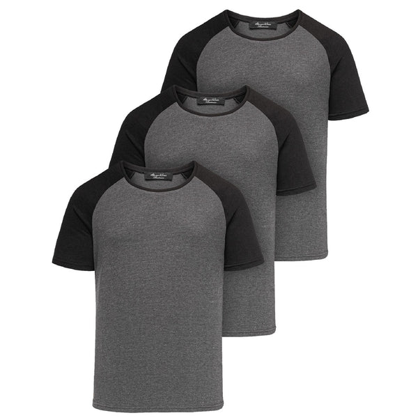 3-pack billiga t-shirts med raglan ärmar front