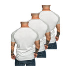 3 pack vita raglan t-shirts från Amaci & Sons bakifrån