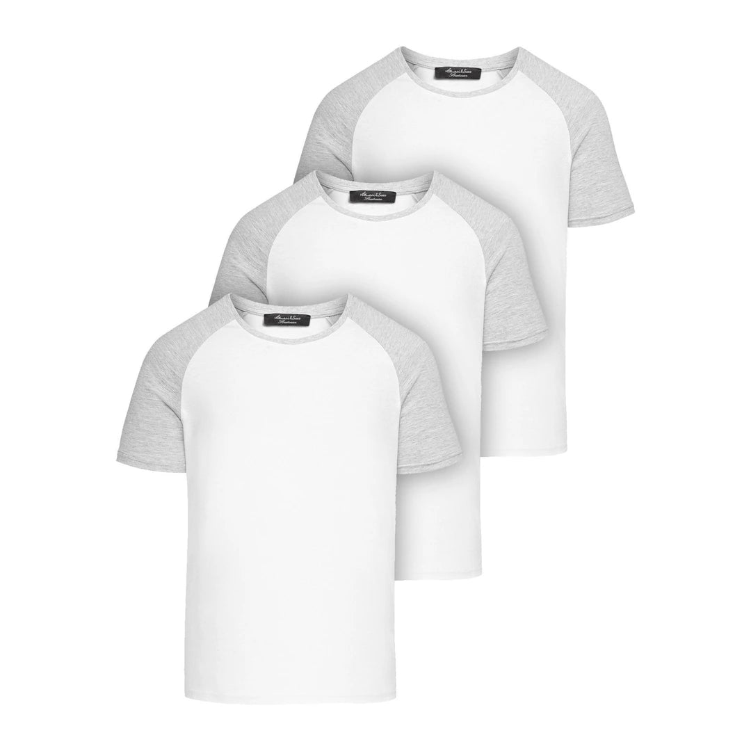3 pack vita raglan t-shirts från Amaci & Sons