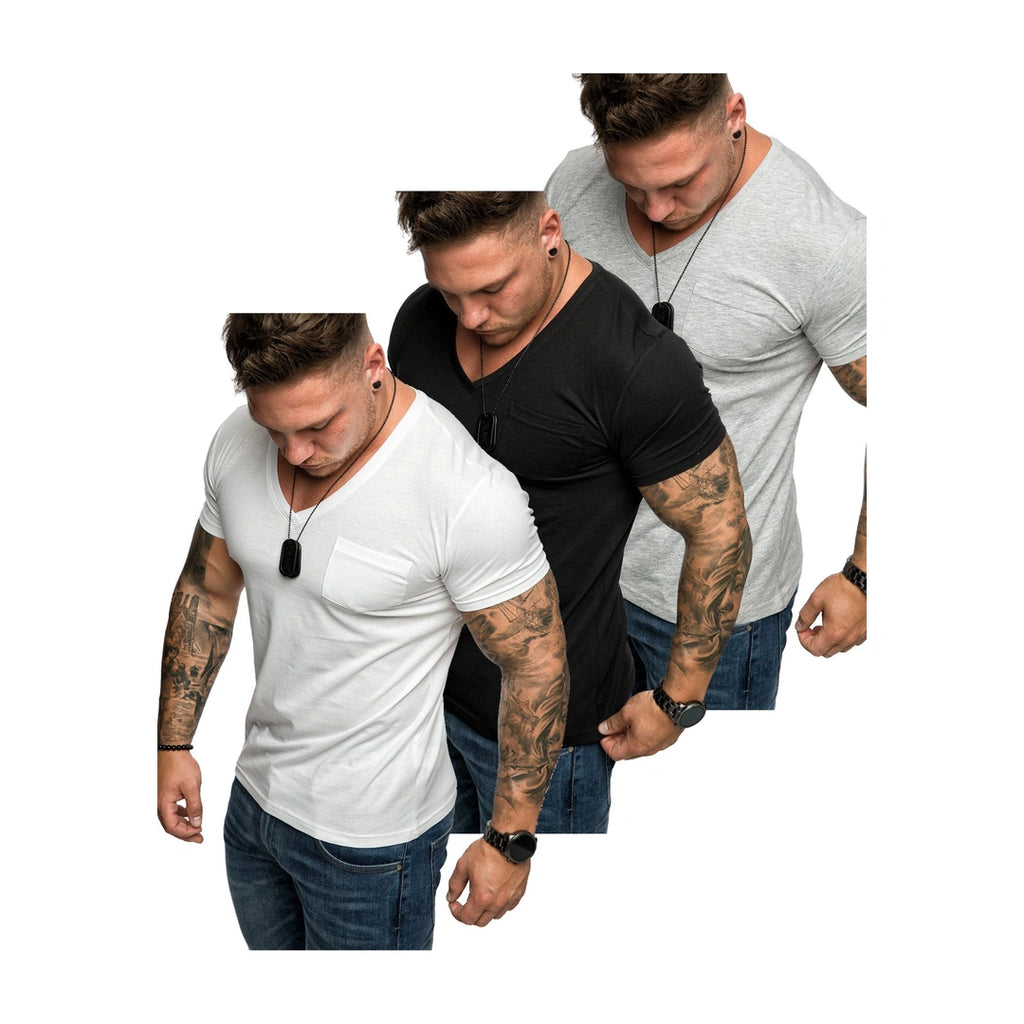 3-pack tshirts från Amaci & Sons i mixade färger framifrån