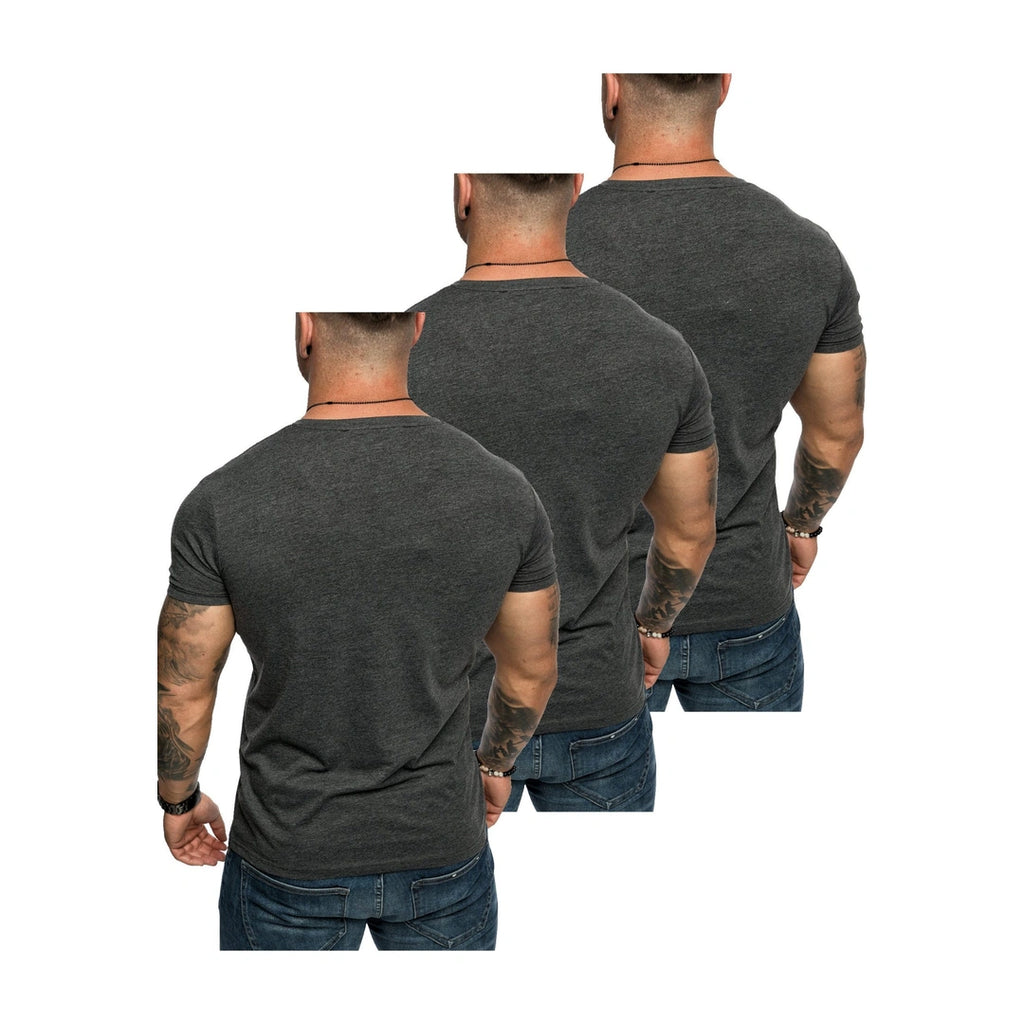 3-pack mörkgråa t-shirts från Amaci & Sons med bröstficka bakifrån