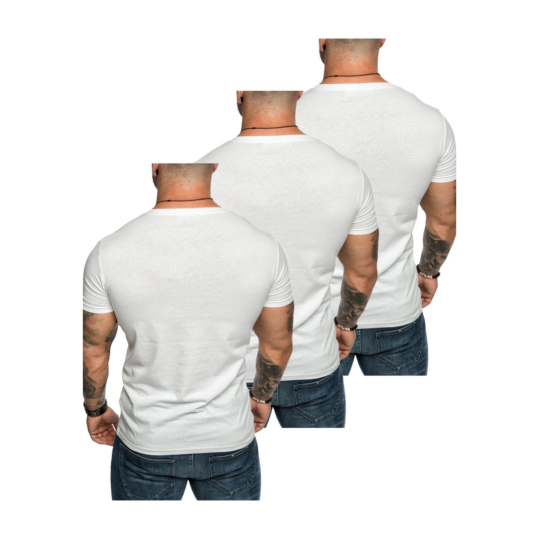 3-pack vita tshirts från Amaci & Sons med bröstficka bakifrån