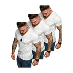 3-pack vita tshirts från Amaci & Sons med bröstficka framifrån