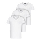 3-pack vita tshirts från Amaci & Sons med bröstficka