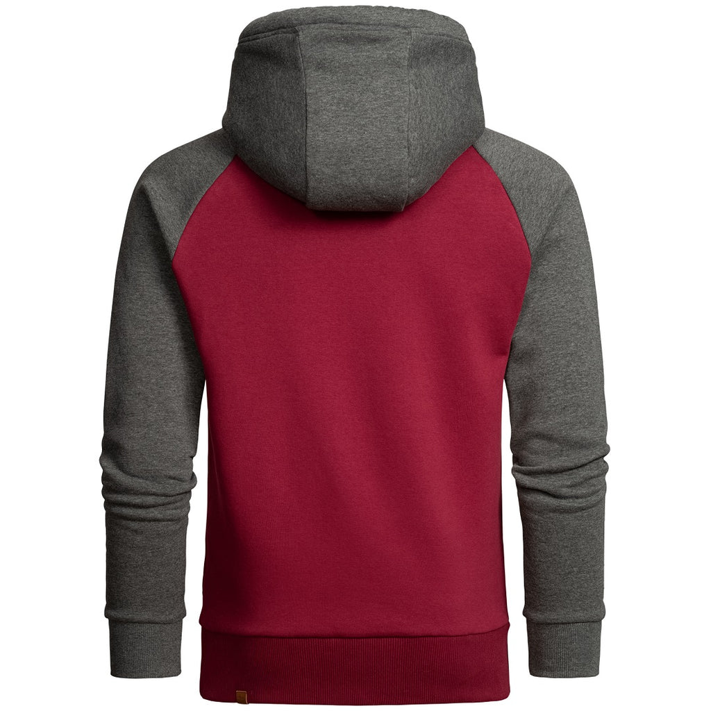 Amaci & sons vinröd hoodie bakifrån