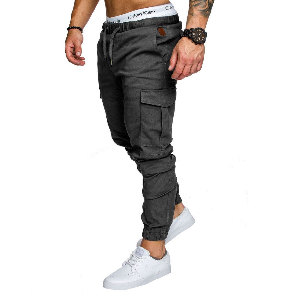 Chinos Herr - Chino joggers med cargofickor Antracitgråa