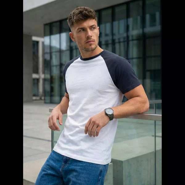 Basic t-shirt vit och blå