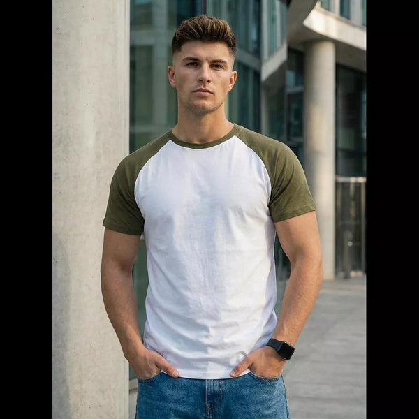 Vit grön basic t-shirt