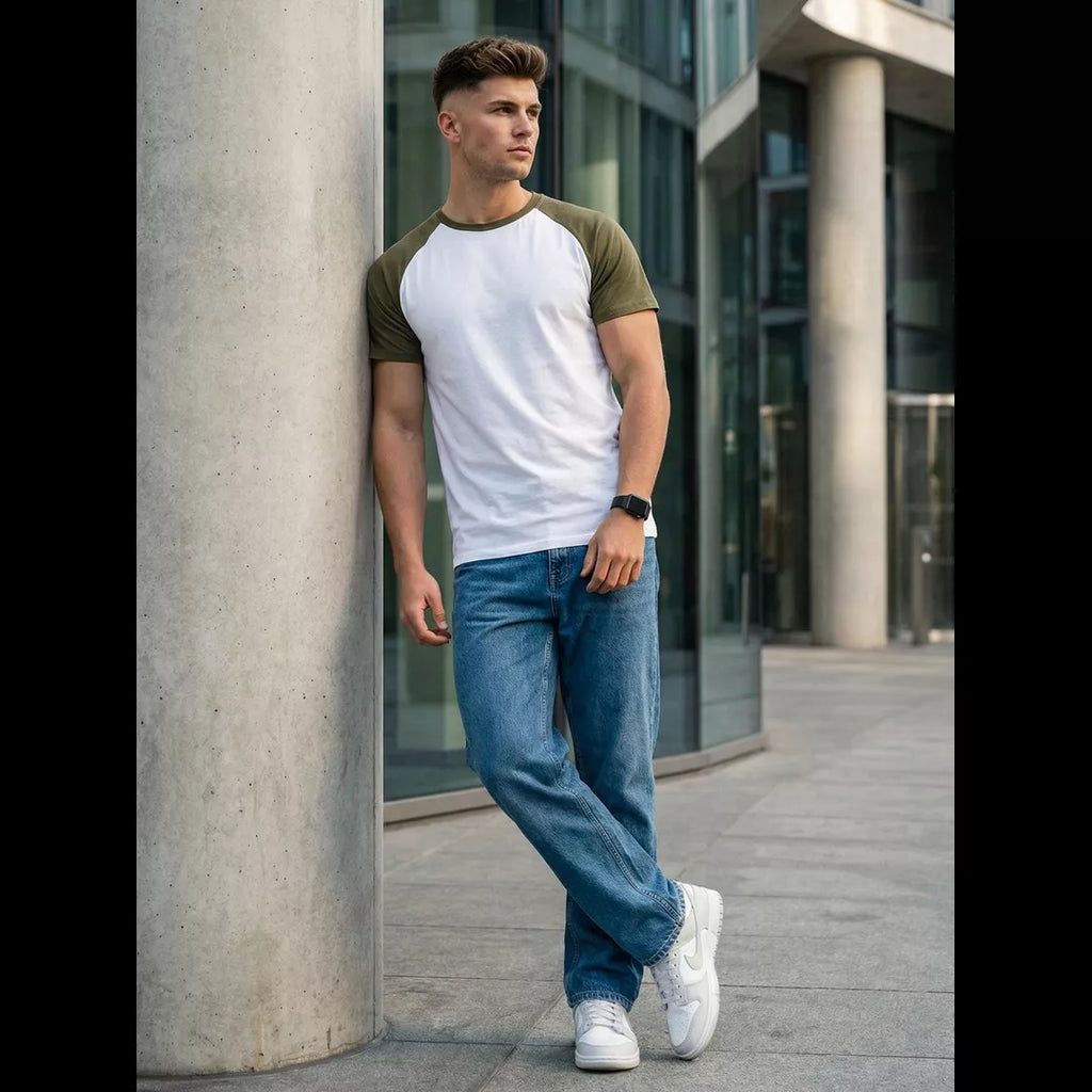 Vit grön basic t-shirt stående