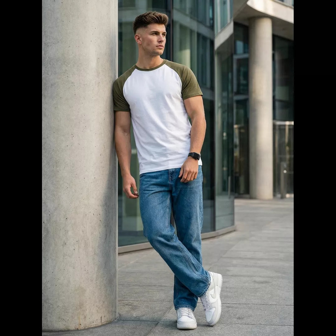Vit grön basic t-shirt stående