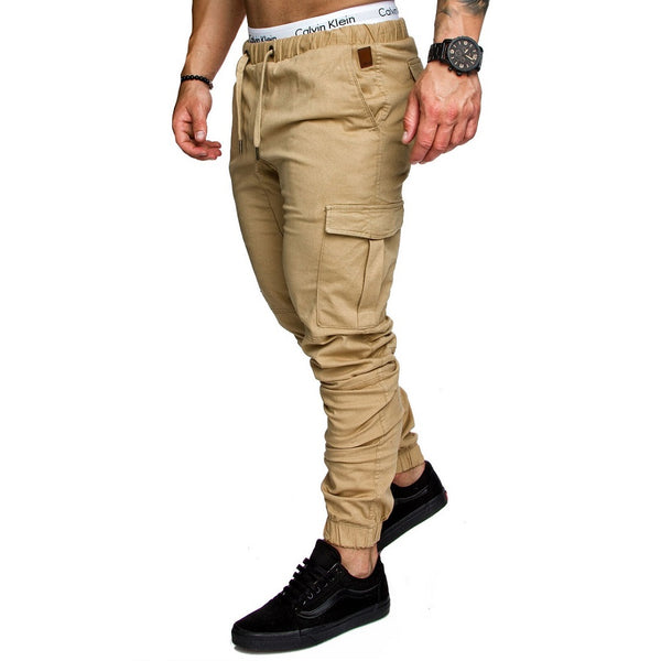 Chinos Herr - Chino joggers med cargofickor beiga