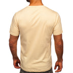 Basic t-shirt beige - Herr O-ringad bakifrån