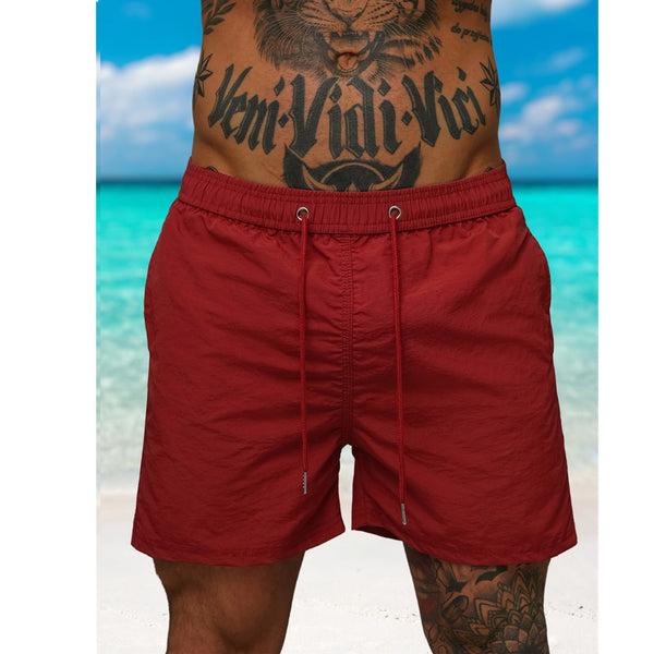 Billiga badshorts herr - vinröda shorts