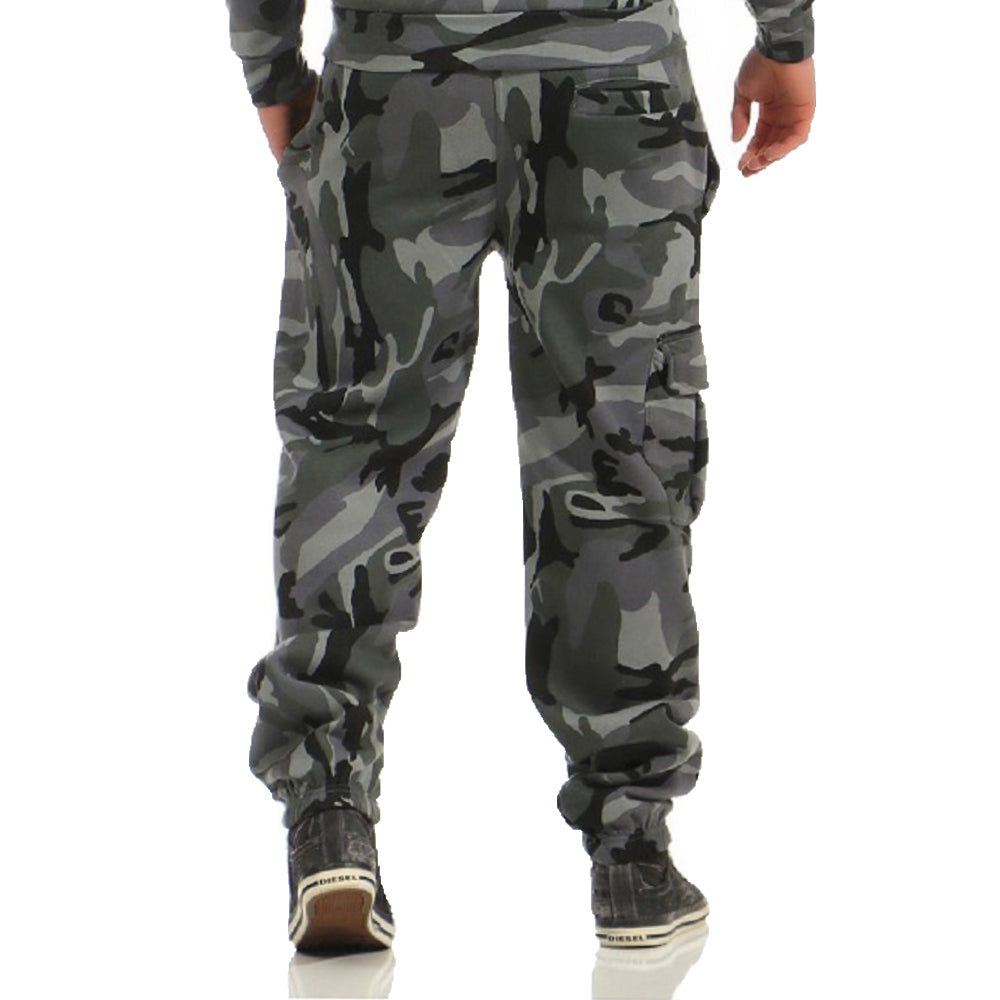 Camouflage mjukisbyxor med cargoficka - modell Boden JHNsport midnight bakifrån