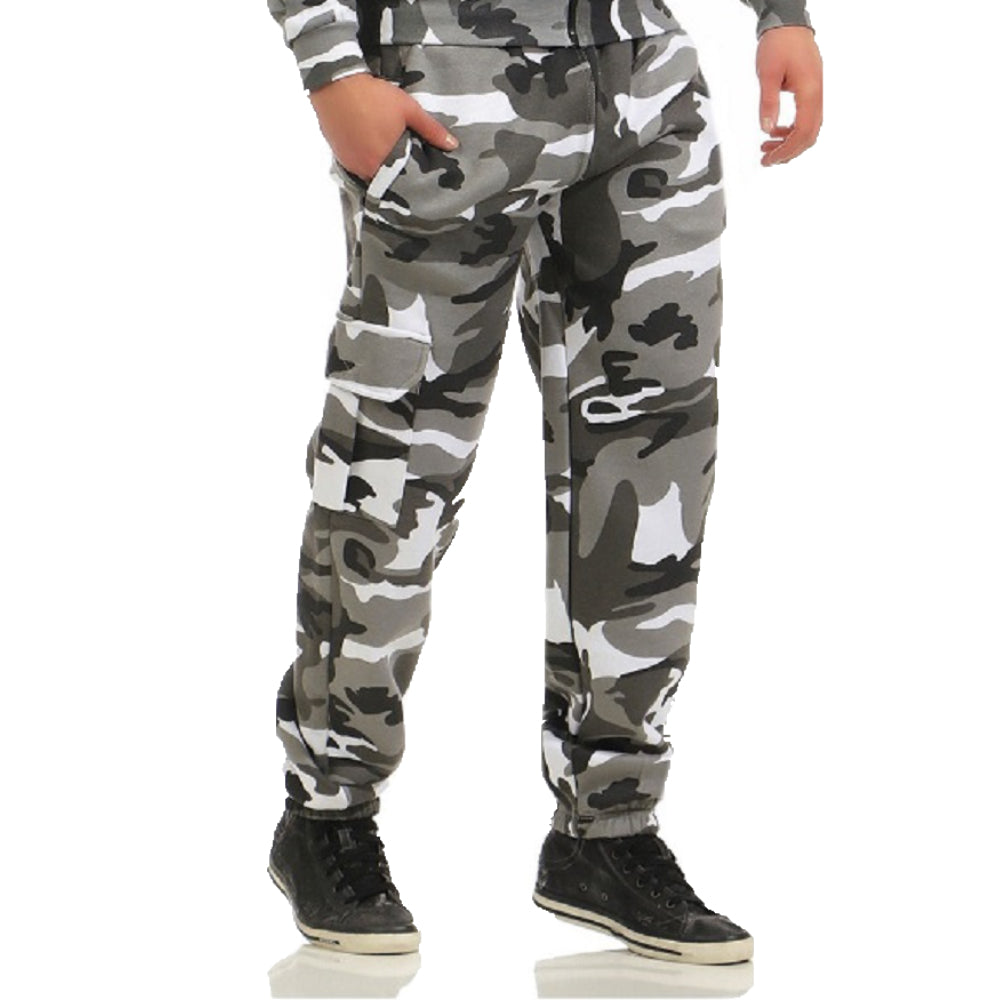 Camouflage mjukisbyxor med cargoficka - modell Boden JHNsport urban från sidan