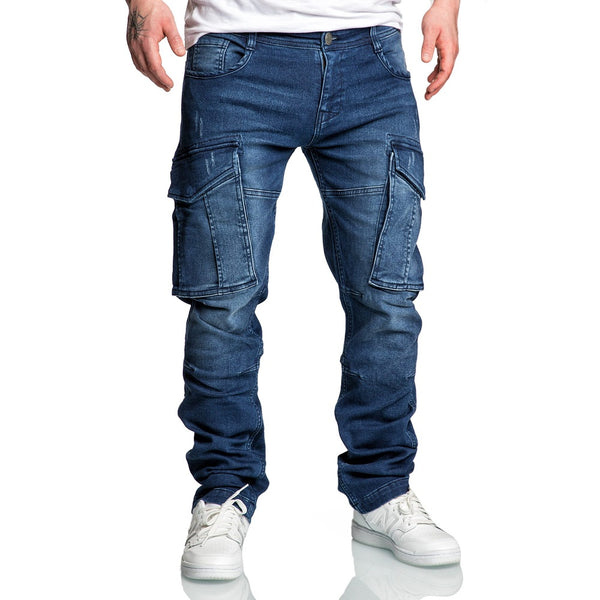 Cargo jeans mörkblåa herrjeans med skön stretch