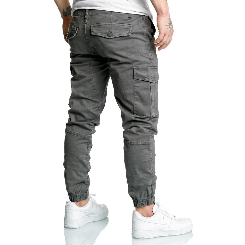 Mörkgråa chino joggers 499 kr - Herrbyxor med cargofickor bakifrån