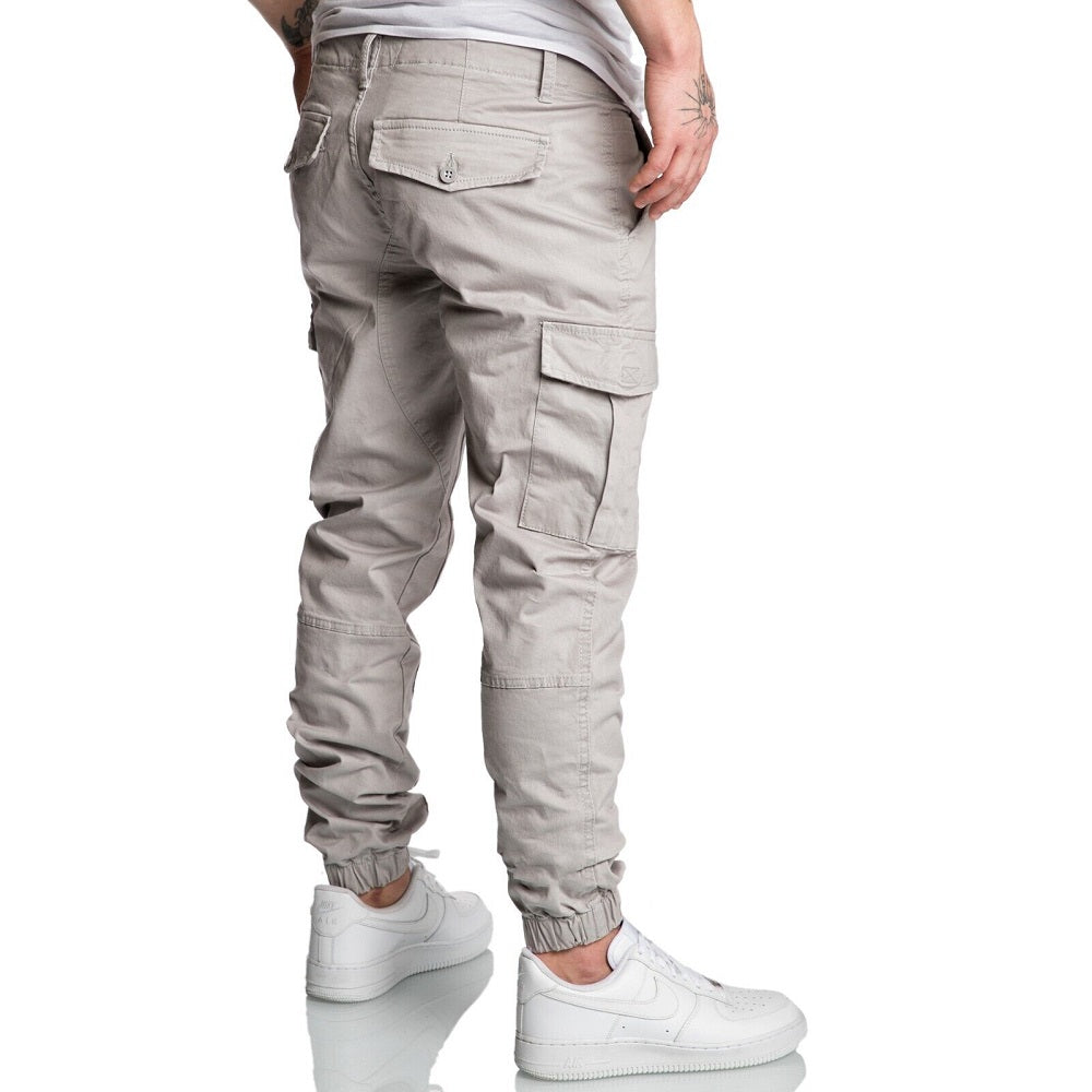 Ljusgråa chino joggers herr 499 kr - cargobyxor chinos bakifrån