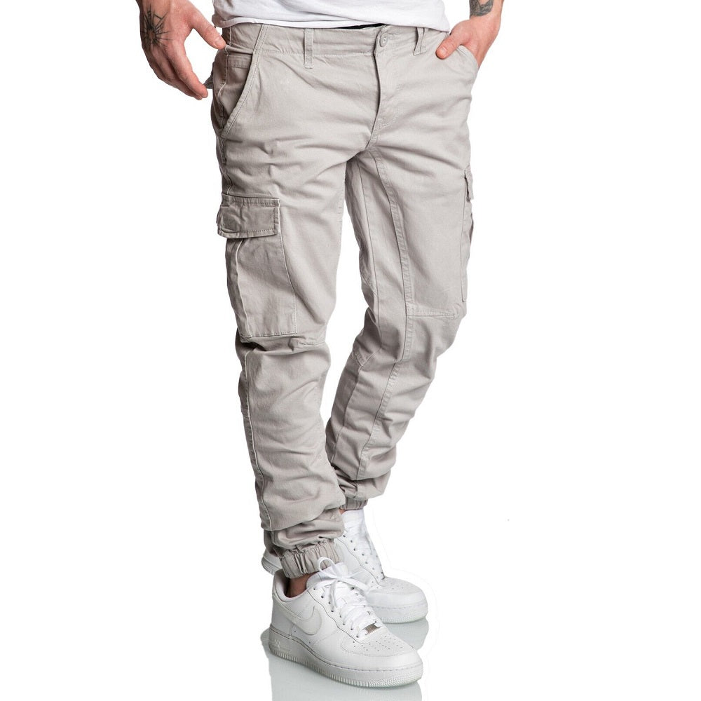 Ljusgråa chino joggers herr 499 kr - cargobyxor chinos framifrån