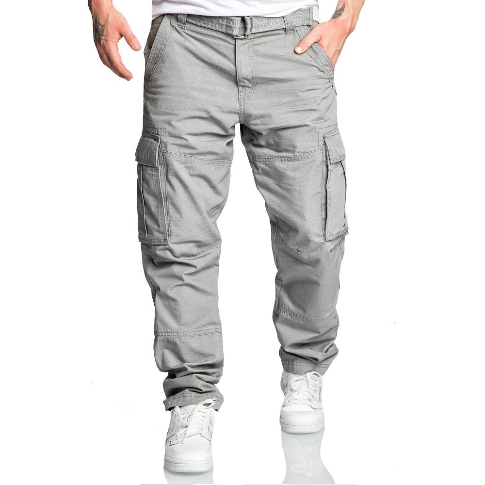 Cargobyxor med bälte - Herrbyxor Chinos ljusgråa framifrån