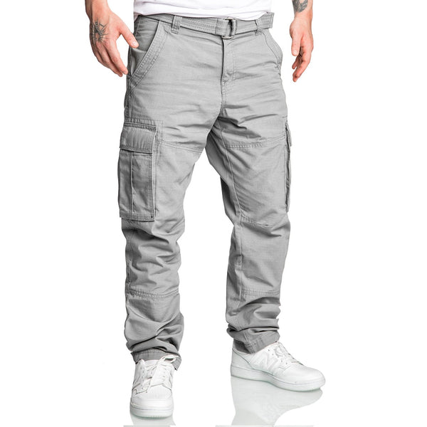 Cargobyxor med bälte - Herrbyxor Chinos ljusgråa front