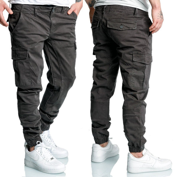 Chino joggers - herrbyxor med cargofickor - antracitgråa 499 kr