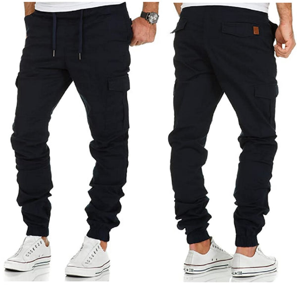 Chino joggers med benfickor och stretch mörkblåa