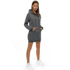 Mörkgrå Dam Hoodie - Damtröja med luva framifrån