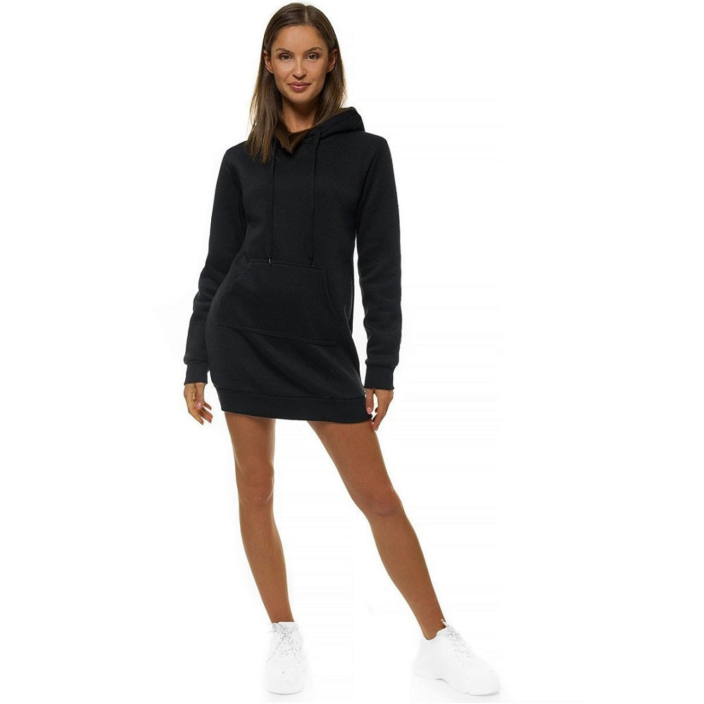 Svart Dam hoodie - Damtröja med luva framifrån