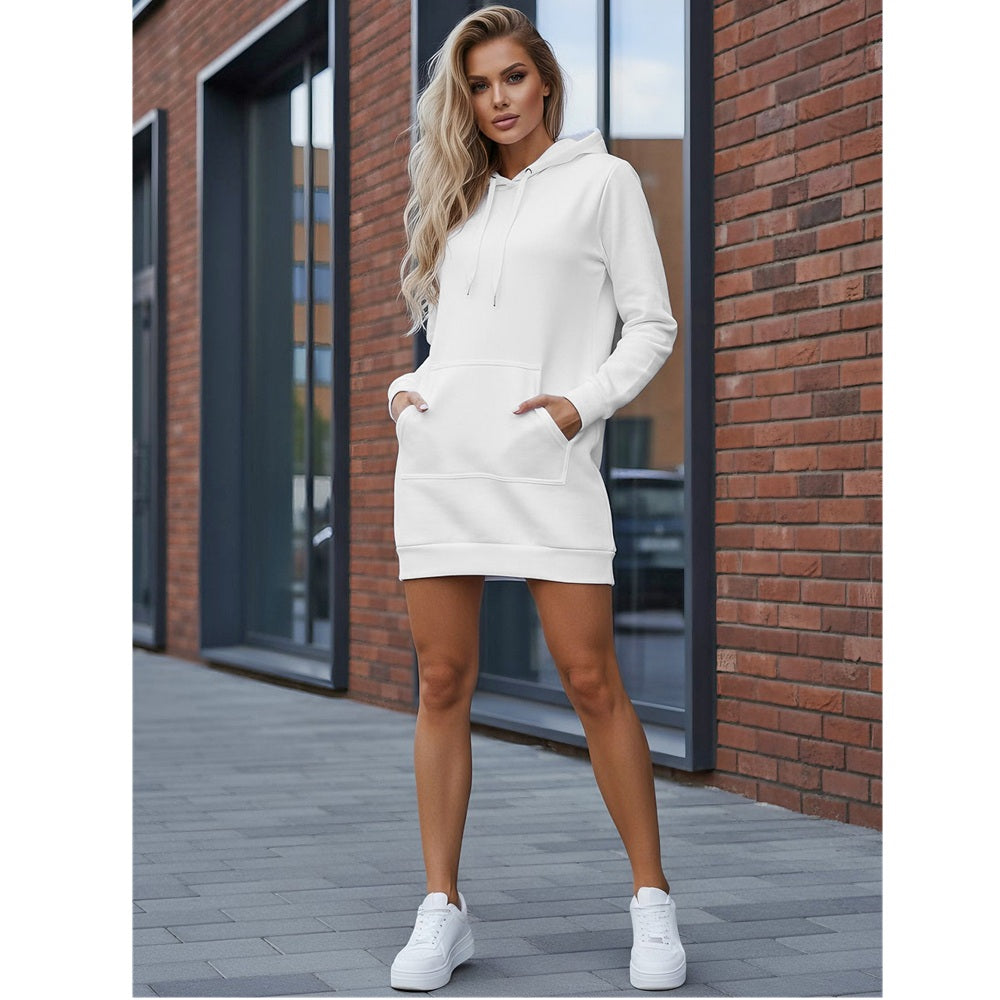 Hoodie Dam - Vit extra lång huvtröja framifrån
