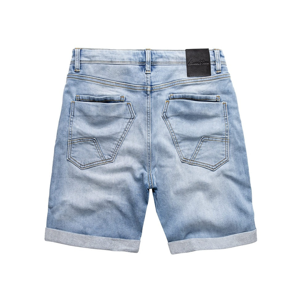 Denim shorts till sommaren - Jeansshorts Herr ljusblåa bakifrån