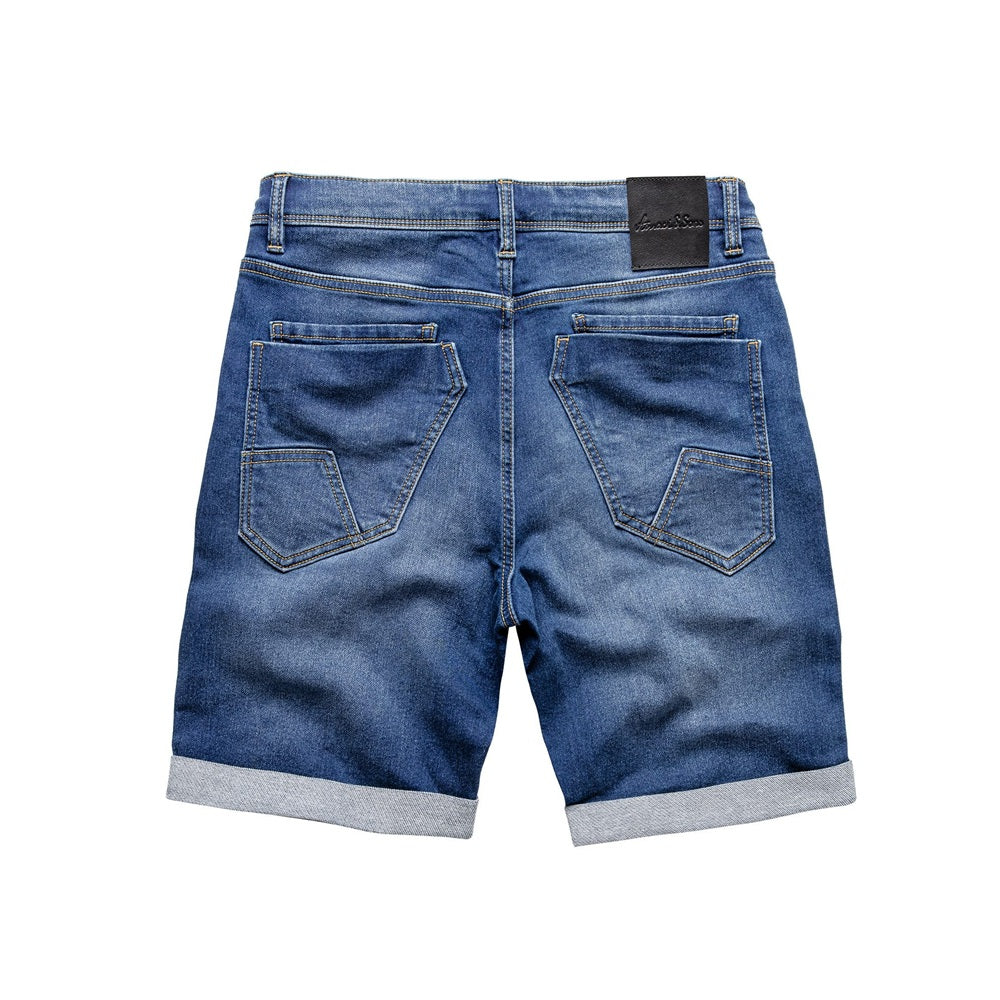 Denim shorts till sommaren - Jeansshorts Herr mörkblåa bakifrån