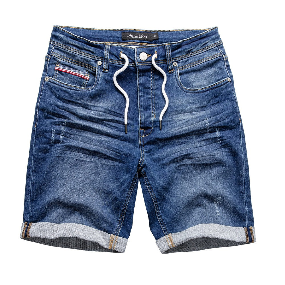 Denim shorts till sommaren - Jeansshorts Herr mörkblåa