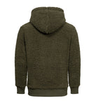 Grön underbart skön fleece hoodie herr bakifrån