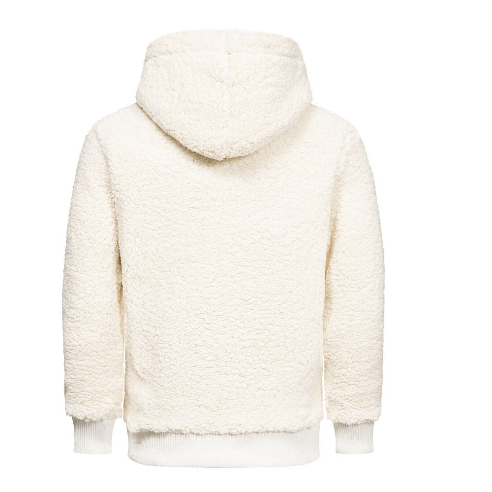 Fleecetröjor med huva - sköna herrtröjor i fleece vit bakifrån