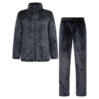 Gaubert fleece set dam med svart leopardtröja och matchande fleecebyxor