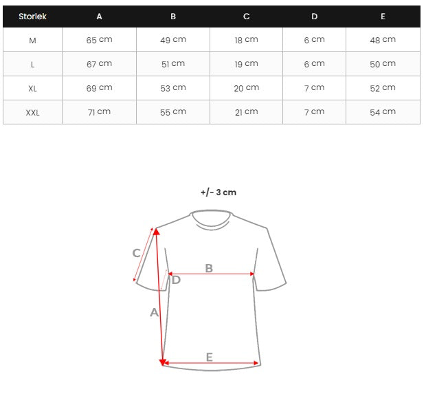 Fräck Herr T-shirt med tryck storlekstabell