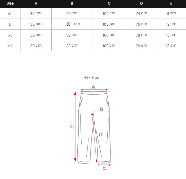 Storlekstabell fräcka joggingbyxor