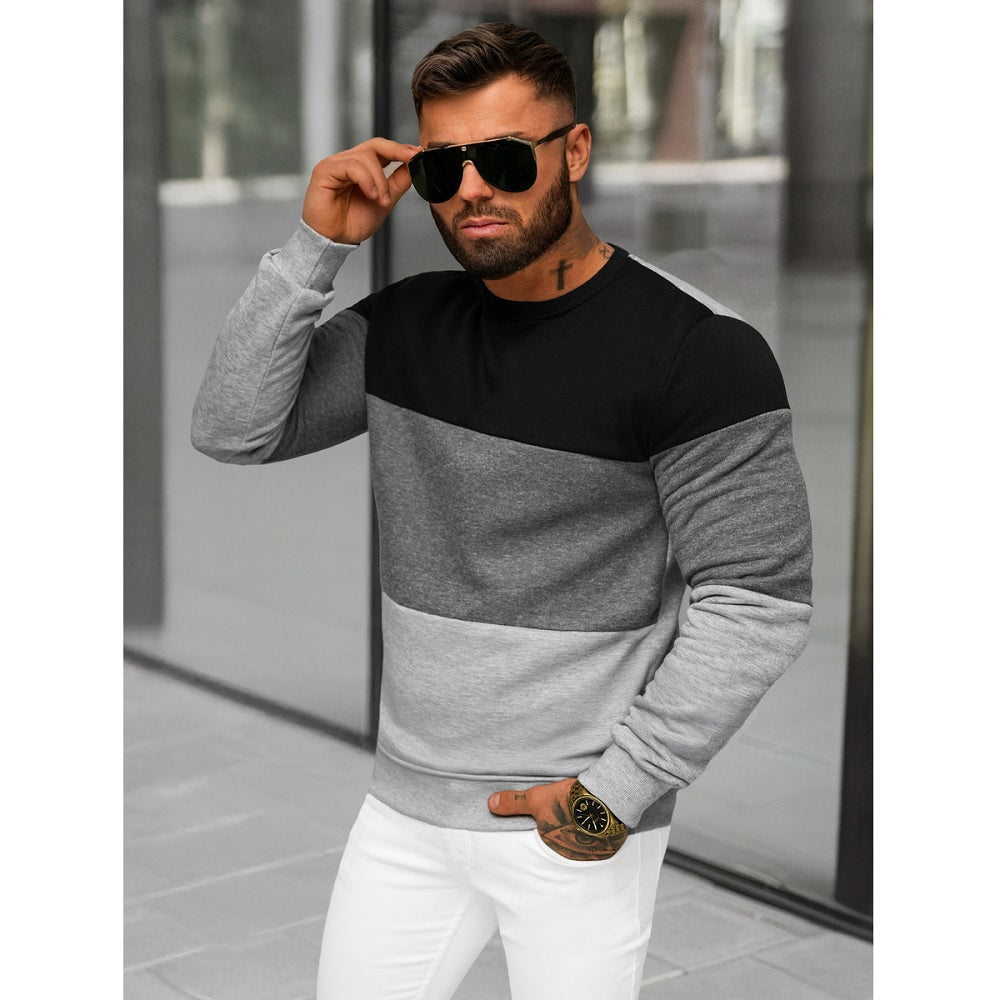 Trefärgad Herrtröja - Sweatshirt Grå sidan