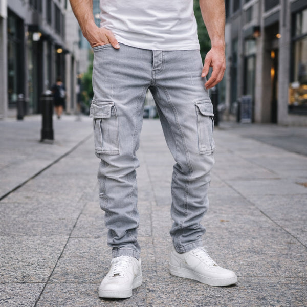 Amaci & Sons gråa cargojeans