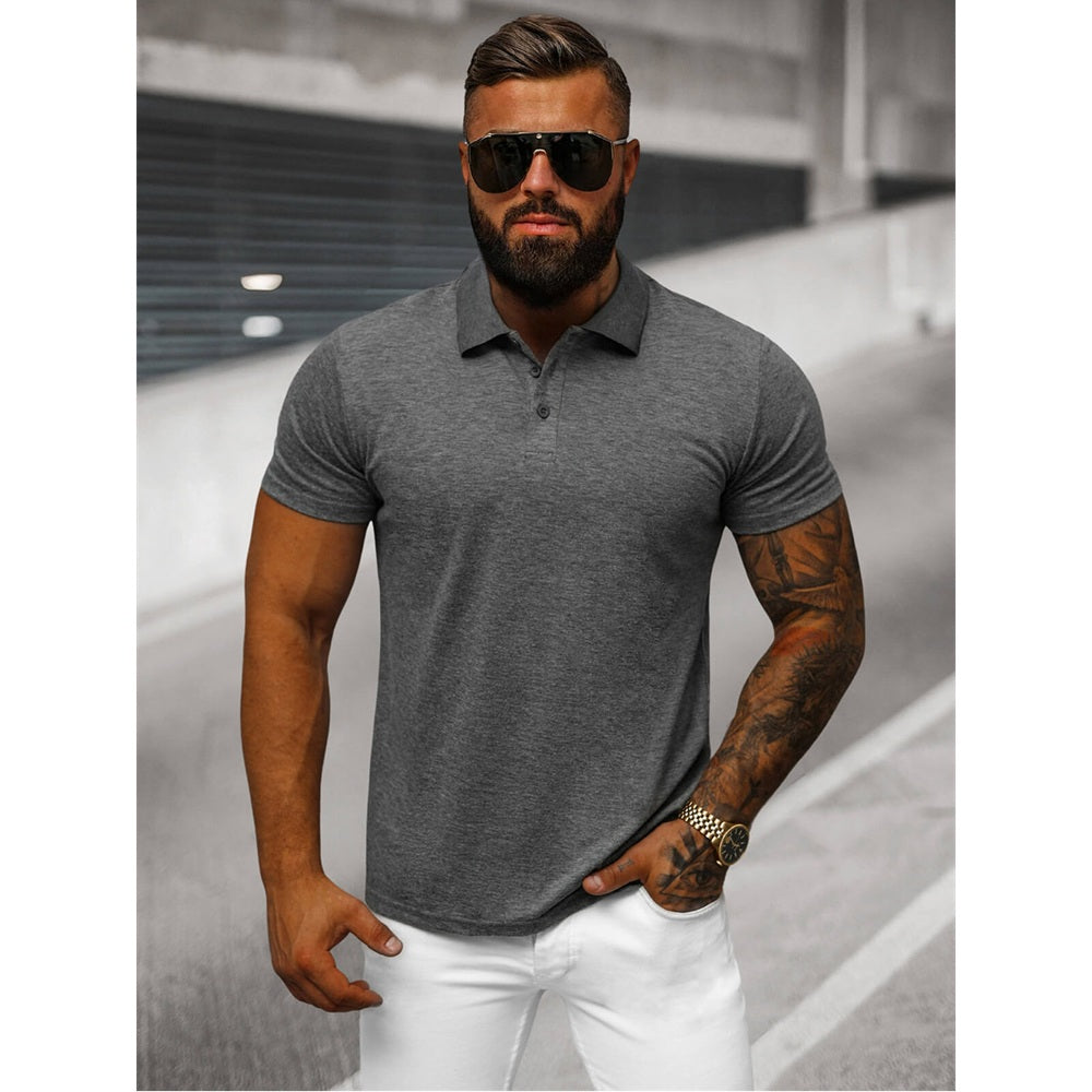 Grafitgrå Solid Herrtröja - Pikétröja